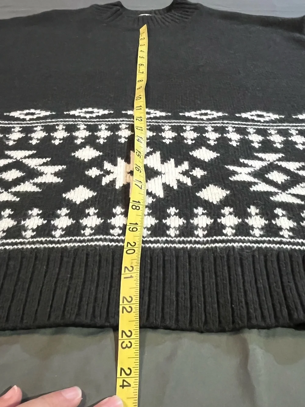 H&M Jacquard Fair Isle Sweater, Dark Grey/White, Sz S